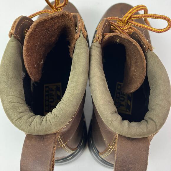 ROOTS TUFF Vintage Brown Leather Hiking/Work Lace-up Boots Chunky Sole Rugged - Picture 10 of 16